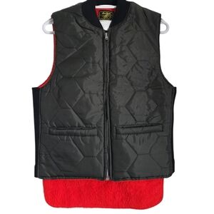 Vintage Quilted Vest With Red Fuzzy Lining